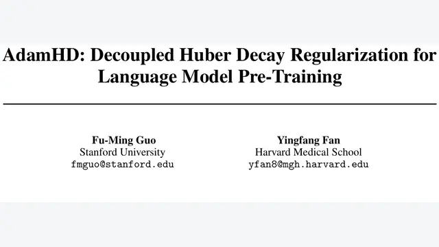 AdamHD: Decoupled Huber Decay Regularization for Language Model Pre-Training