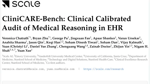 CliniCARE-Bench：不是答题而是真实查房审计，无缺陷准确率下降最高14.8分