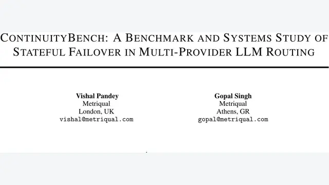 ContinuityBench：LLM有状态故障转移！对话连续性达99.2%