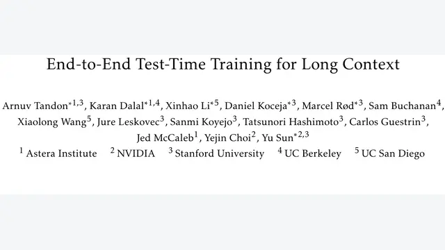 End-to-End Test-Time Training for Long Context