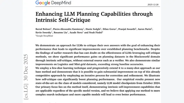 Enhancing LLM Planning Capabilities through Intrinsic Self-Critique
