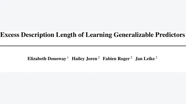 Excess Description Length of Learning Generalizable Predictors