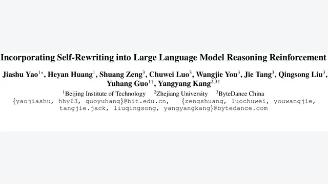 Incorporating Self-Rewriting into Large Language Model Reasoning Reinforcement