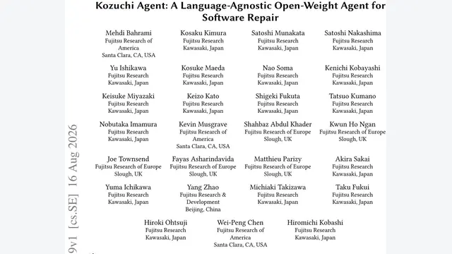 富士通提出Kozuchi Agent：用27B开源模型跨语言修Bug，SWE-bench达74.8%