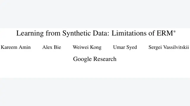 Learning from Synthetic Data: Limitations of ERM