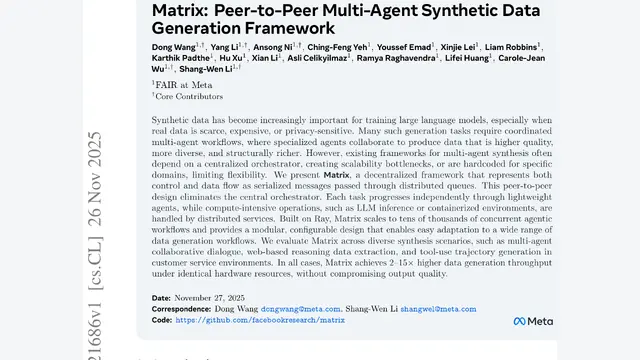 Matrix: Peer-to-Peer Multi-Agent Synthetic Data Generation Framework