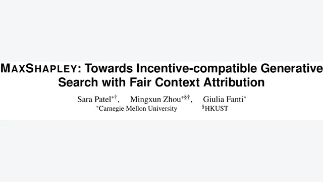 MaxShapley: Towards Incentive-compatible Generative Search with Fair Context Attribution