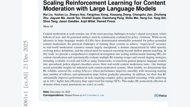 Scaling Reinforcement Learning for Content Moderation with Large Language Models
