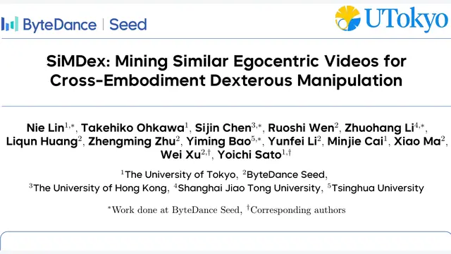 SiMDex：像推荐系统一样精选5%人类视频，灵巧手成功率达61.1%