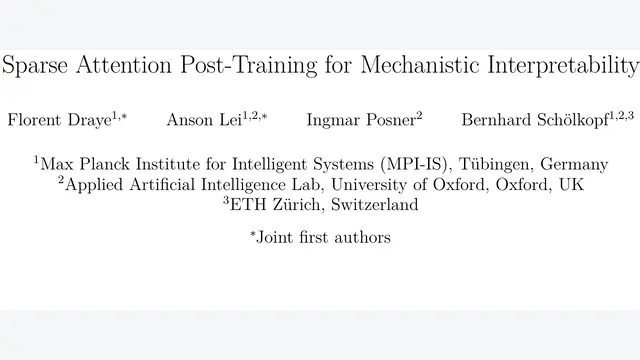 Sparse Attention Post-Training for Mechanistic Interpretability