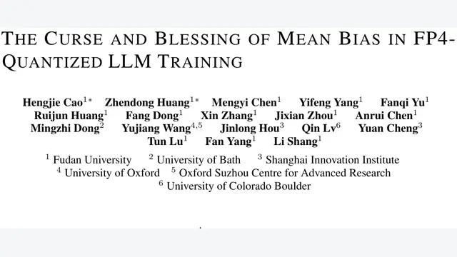 The Curse and Blessing of Mean Bias in FP4-Quantized LLM Training