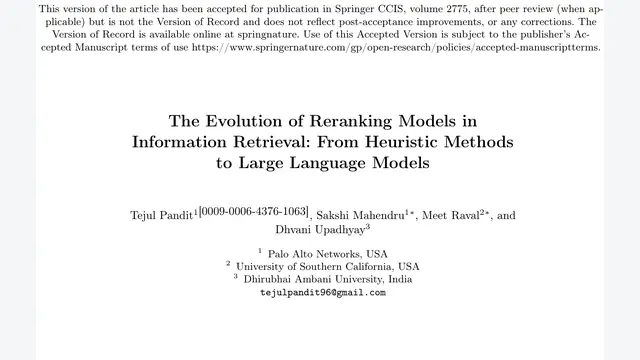 The Evolution of Reranking Models in Information Retrieval: From Heuristic Methods to Large Language Models