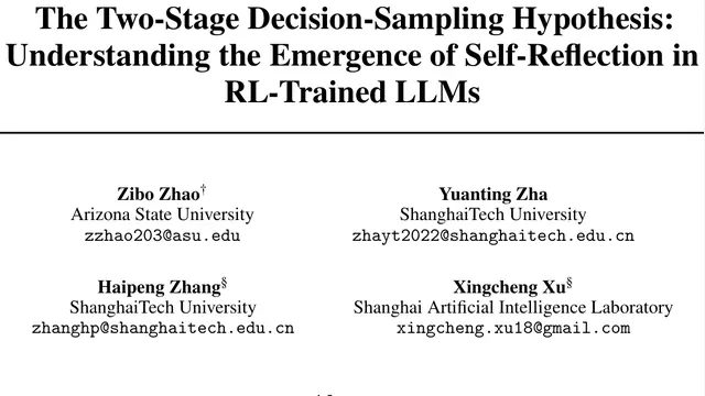 The Two-Stage Decision-Sampling Hypothesis: Understanding the Emergence of Self-Reflection in RL-Trained LLMs