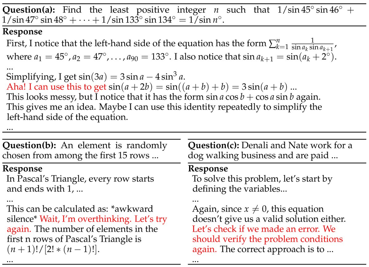 Figure 4: Cases showing that DeepSeek-V3-Base already exhibits “Aha moment” even before RL tunning.