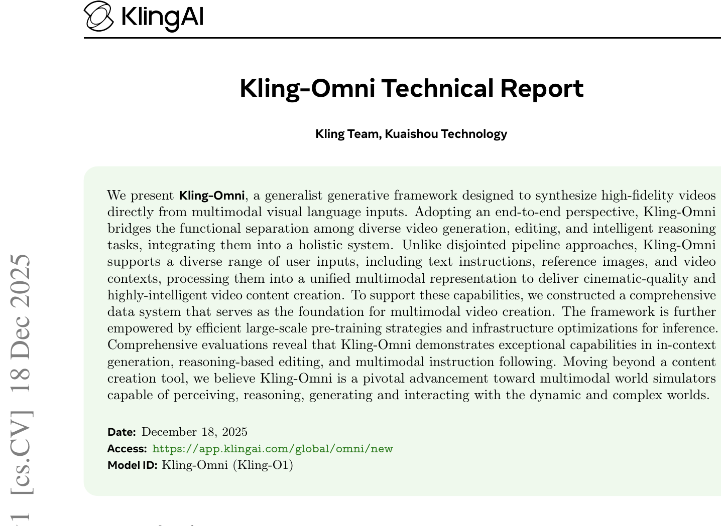 10步推理生成电影级视频：快手Kling-Omni全能架构揭秘 图示