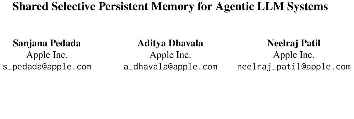 Apple提出Shared Selective Persistent Memory:4大机制将完成率升至96% 论文图示