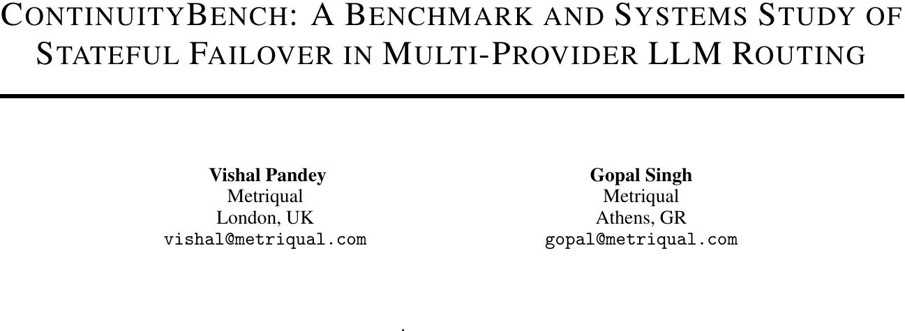 ContinuityBench：LLM有状态故障转移！对话连续性达99.2% 论文图示