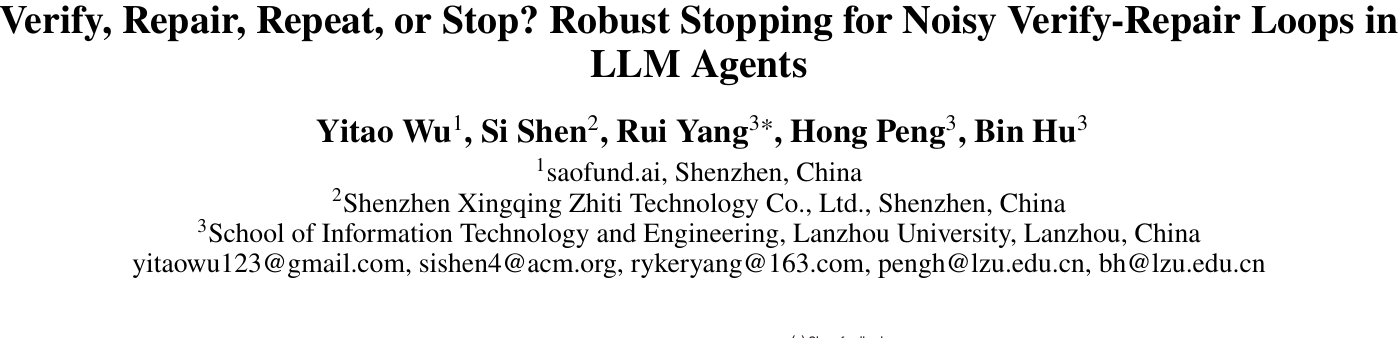 VRR-Stop：如何防止Agent越修越错？仅需0.72轮让真实正确率提升60.6% 论文图示