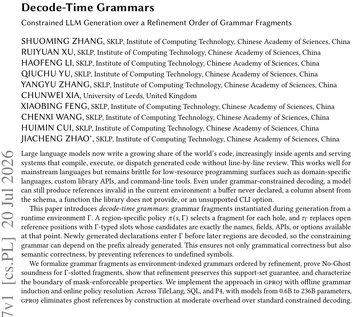 Decode-Time Grammars：根除代码幽灵引用，SQL执行匹配率达100% 论文图示