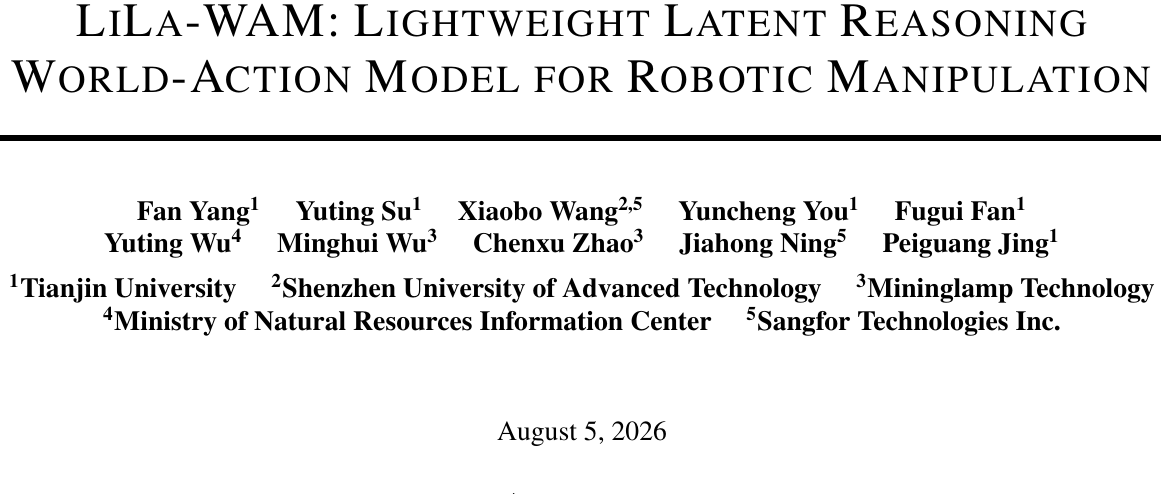 LiLa-WAM：单卡24GB练出世界-动作模型，90.48%成功率领跑50项机器人任务 论文图示
