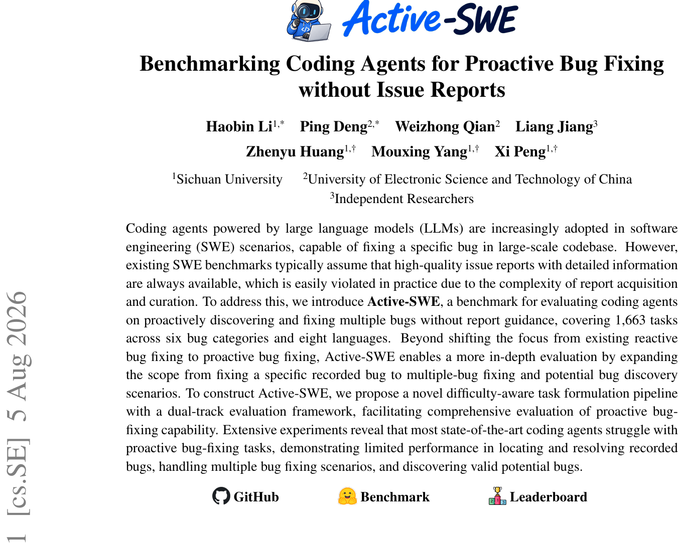 Active-SWE：摆脱Issue提示！大模型主动找Bug最高解决率仅20% 论文图示