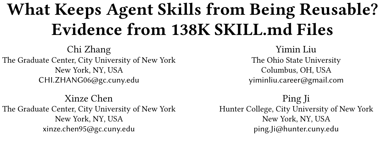 分析13.8万个SKILL.md：91.8%存在缺陷，Agent技能为何难以复用？ 论文图示