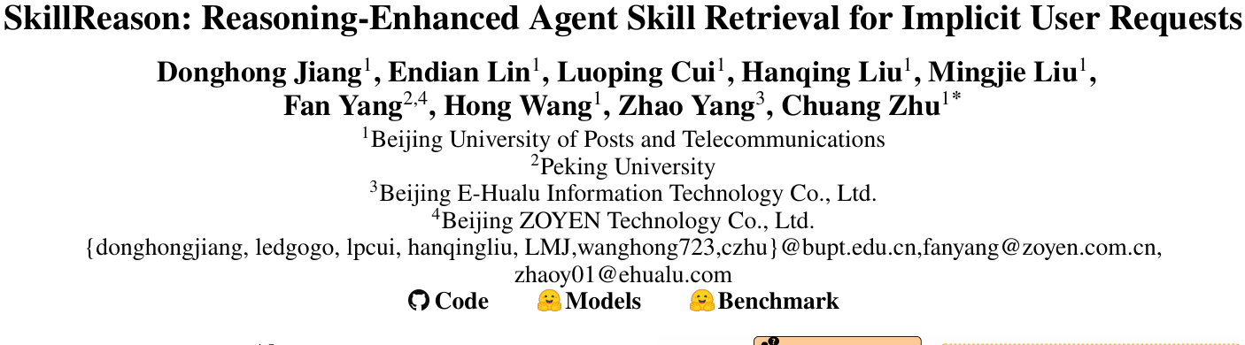 SkillReason：让Agent内化隐式推理，小模型检索能力跨级反超8B 论文图示