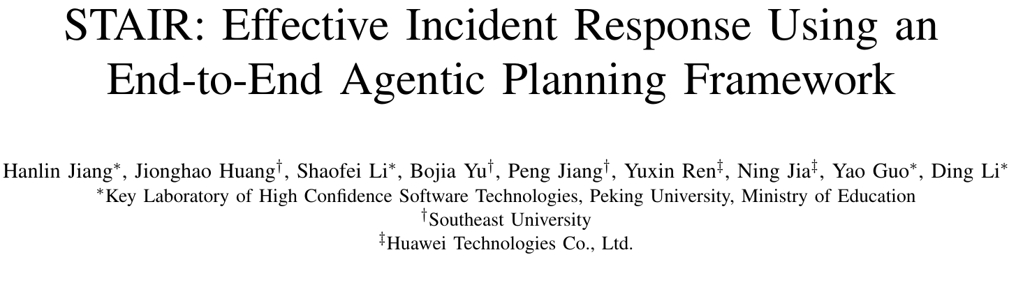 STAIR:图状态驱动的分阶段Agent框架,应急响应防御分达0.94 论文图示