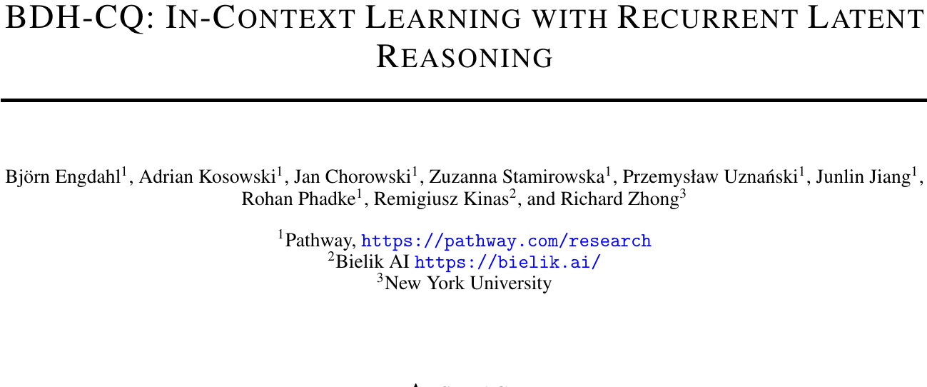 BDH-CQ：摆脱思维链Token，150M小模型以0.07美分刷爆ARC能效比 论文图示