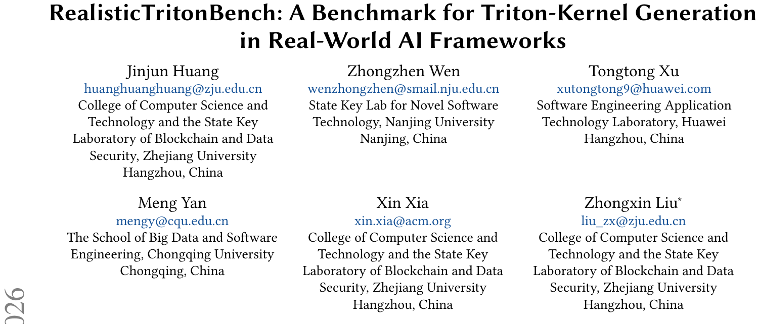 RealisticTritonBench：真实算子生成大模型最高成功率仅25.81% 论文图示