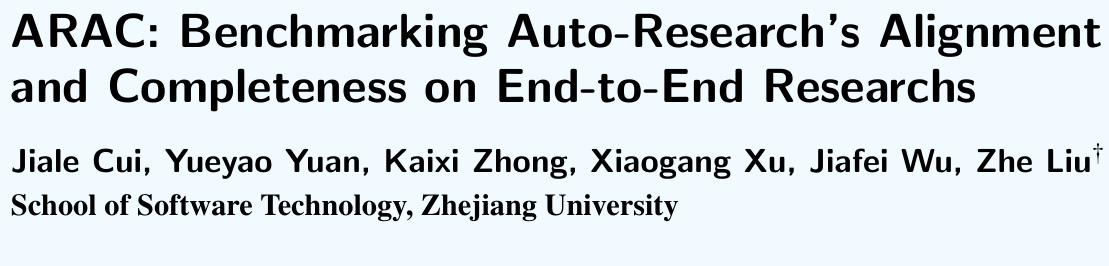 ARAC-Bench：顶会审稿视角评测Auto-Research，最高分仅67.9 论文图示