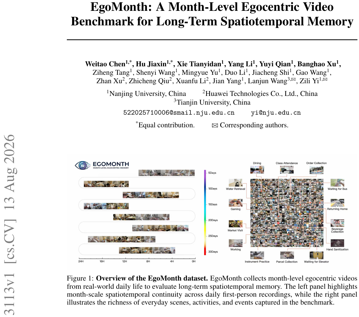 EgoMonth：首个跨月第一人称长视频基准，最强模型落后人类22.4% 论文图示