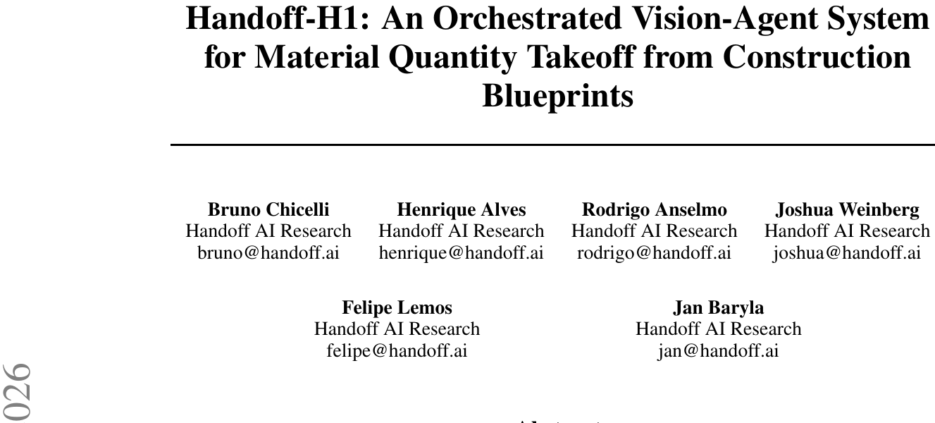 Handoff-H1：三层视觉Agent破局蓝图算量，81.6%高分超越专业预算员 论文图示