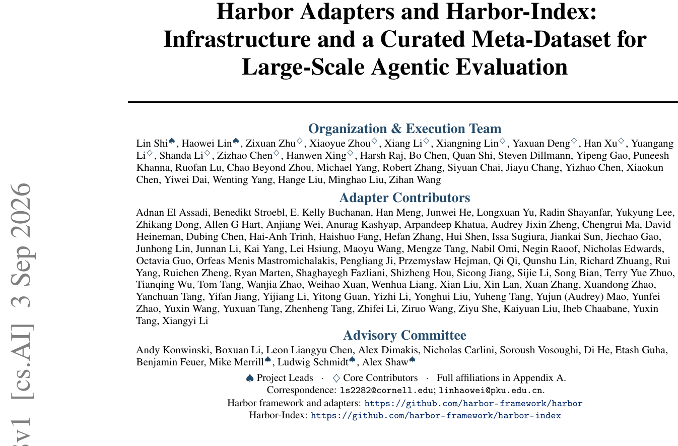 Harbor-Index:统一54个Agent基准,最强模型通过率仅28% 论文图示